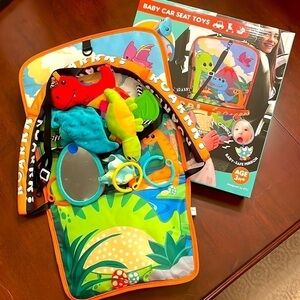 Brand New Baby Car Seat Toy Dinosaur Double-Sided Travel Activity Plush Mirror